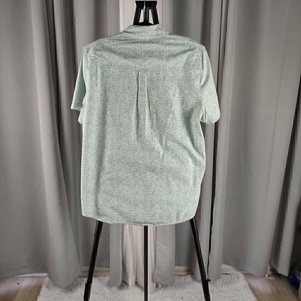 WESC 100% Cotton Pastel Green White Fitted Button Down Short Sleeve Shirt Size L - Picture 3 of 11